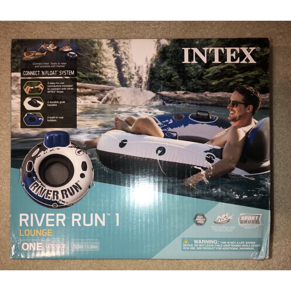 Intex River Run 1 Lounge 53 in Handles Built in Cup Holders NEW